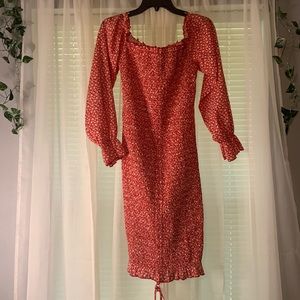 Floral print scrunch dress (red)